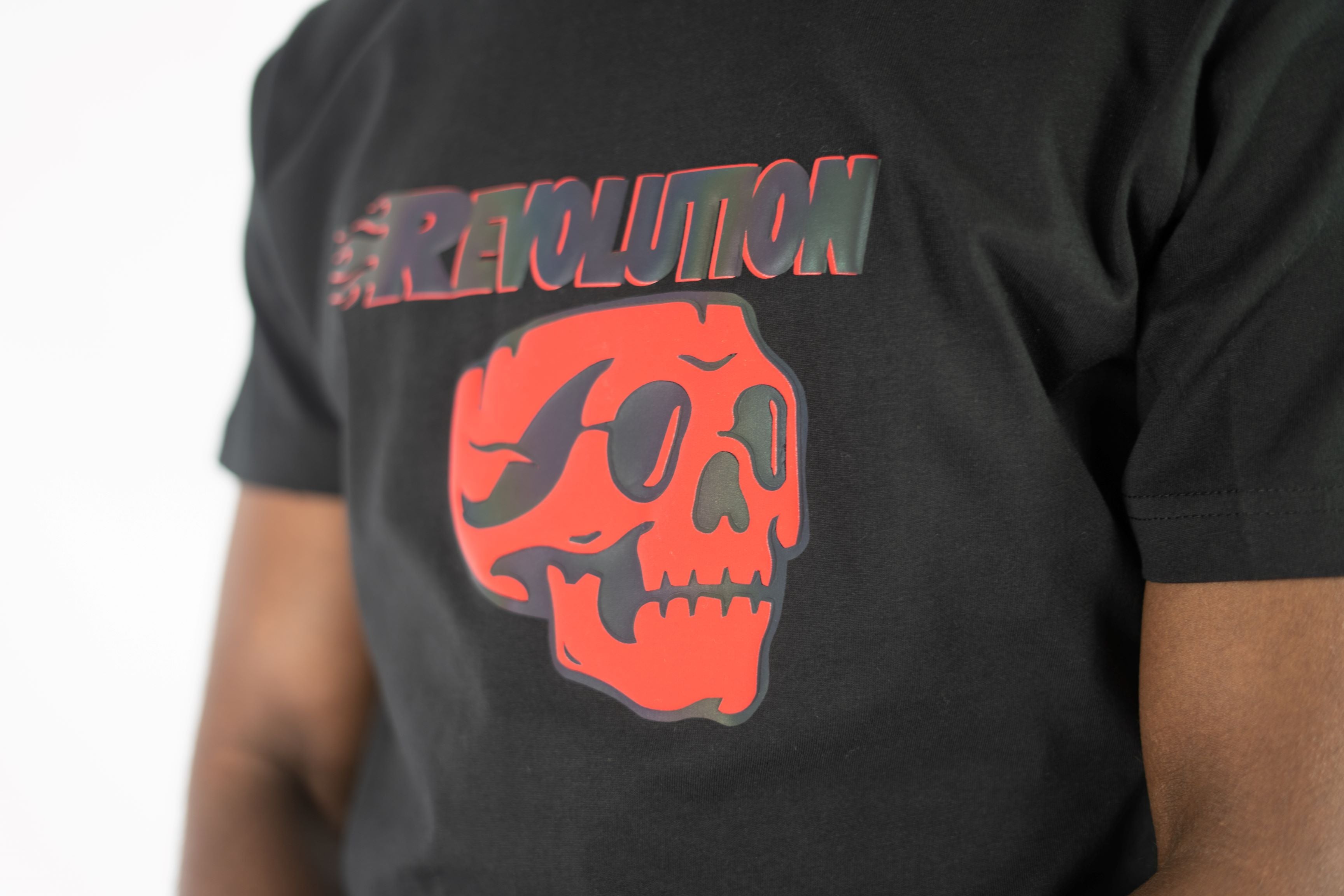 Skull Hologram Puff Print Tee - Black – Ubuntu Revolution