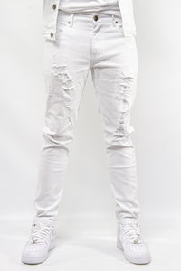 Blanc Distress Jeans - White