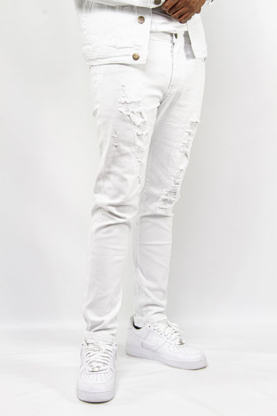 Minde om skygge Kvittering Blanc Distress Denim Jeans - White – Ubuntu Revolution